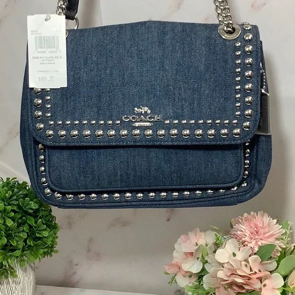 NWT Coach Denim XBody Silver Rivets - Picture 1 of 10